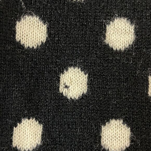 Kate Spade Joanie Dress Womens XL Black Ivory Polka Dot Wool Cashmere Knit - Picture 2 of 8